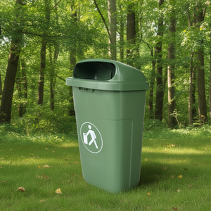 Cestino per rifiuti classico da 50 litri verde con coperchio a battente per uso esterno - Product Image 3