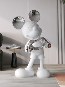 Statue <span class=keywords><strong>de</strong></span> personnage <span class=keywords><strong>de</strong></span> <span class=keywords><strong>dessin</strong></span> <span class=keywords><strong>animé</strong></span> moderne <span class=keywords><strong>Mickey</strong></span>, peinture artistique en résine, décoration <span class=keywords><strong>de</strong></span> la maison, salon, grande sculpture, ornement - Product Image 2