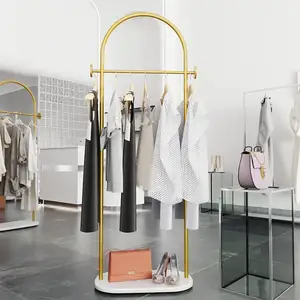 Modern Store Coat Clothes Racks Freestanding Heavy-duty Clothing Display Rack with Marble Base