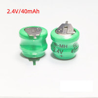 Batterie bouton rechargeable Ni-MH 2,4 V 3,6 V 20 40 60 80 mAh avec broches pour alimentation de secours, personnalisation et traitement