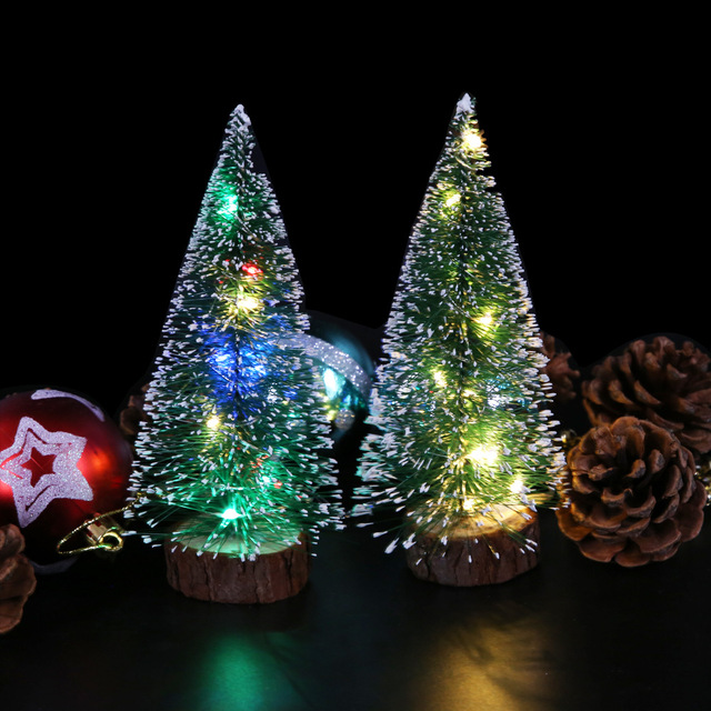 FEIQU LM113 Green PET LED Lights Pine Needle Tree Christmas Decoration Miniature Desktop Ornament Gift (Sizes 10-40cm)