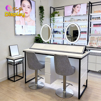 Bureau de Maquillage en Acier Inoxydable avec Éclairage LED, Design Écologique et Recyclable, Dimensions Personnalisables, Conception Pratique, Espace de Travail Spacieux