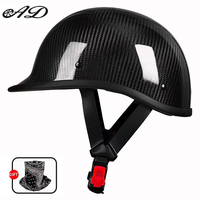 Casques de moto rétro en fibre de carbone personnalisés en gros avec doublure confortable, casques de motocross protecteurs demi-visage
