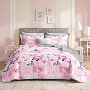 Ensemble <span class=keywords><strong>de</strong></span> couvre-<span class=keywords><strong>lit</strong></span> à motif <span class=keywords><strong>de</strong></span> papillons rose pastel mignon, couvre-<span class=keywords><strong>lit</strong></span> doux pour chambre <span class=keywords><strong>de</strong></span> filles, ensemble <span class=keywords><strong>de</strong></span> couvre-<span class=keywords><strong>lit</strong></span> 3 pièces - Product Image 1