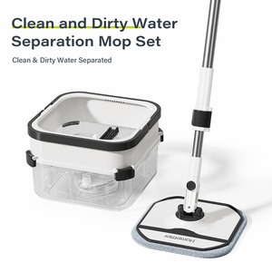 Homettler Ensemble Seau et Essoreur Transparent 2026 avec Séparation Propre/Sale et Deux Tampons de Serpillière Réutilisables en Microfibre - Product Image 1