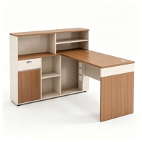 Bureau de travail en L moderne pour usage commercial, avec armoire de rangement et étagère, en bois, pour personnel, garantie 5 ans, fabrication OEM