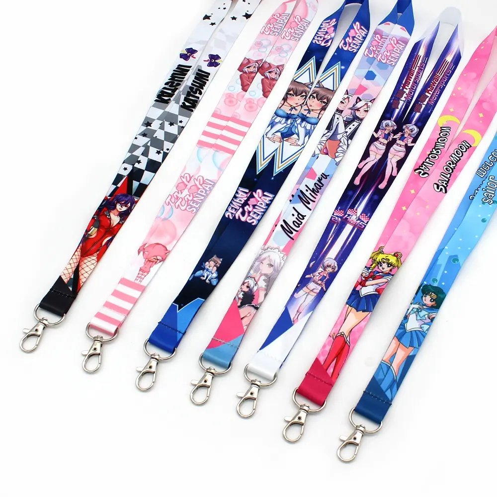 Custom Satin Woven Breakaway Sublimation Keychain Lanyards With Logo Custom Polyester Lanyard