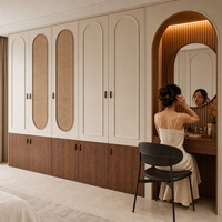 Armoire encastrée sur mesure avec séparation zones propre/sale, porte arche, insert en rotin, meuble-lavabo encastré, alcôve, pour toute la maison, OEM