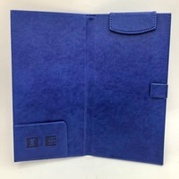Porte-documents élégant en cuir PU bleu, organiseur de factures, clip magnétique avec porte-stylo pour le bureau et les affaires