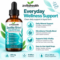 Gouttes liquides de zéolite 10-en-1 à marque privée pour le soutien quotidien des minéraux et du microbiome avec spiruline et 10 milliards de probiotiques OEM