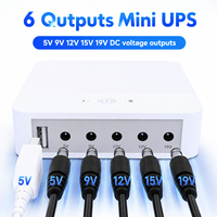 Mini UPS WGP de 18W con Batería de Respaldo de Iones de Litio 21700 de 13200mAh, 6 Puertos de Salida Múltiple 5V 9V 12V 19V para Router, Módem, ONU