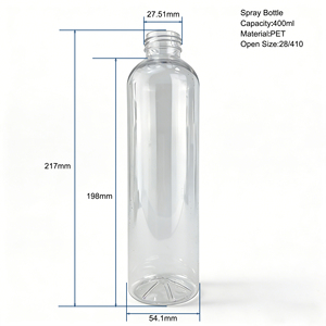 Bouteille en plastique PET transparente de 400 ml avec pulvérisateur à gâchette, jet continu et brume fine, bouchon à vis, pour voiture, <span class=keywords><strong>maison</strong></span>, nettoyage domestique, cuisine, bouteilles rechargeables - Product Image 2