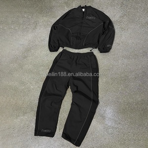 Custom Design 3m Reflective Nylon Jackets and Nylon Track Pants <b>Two</b> <b>Piece</b> <b>Mesh</b> Lightweight Sweat Suit Windbreaker Tracksuit - Product Image 3