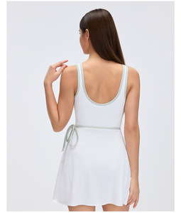 Robe de tennis pour femme avec coussinets de poitrine, respirante, pour yoga et tennis, ensemble deux pièces - Product Image 6