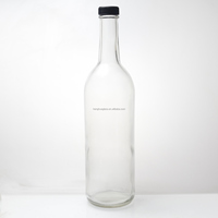 Bouteille de vin de Bordeaux en verre rond de haute qualité 75cl 25oz 750ml, bouteilles de rhum Coquito, de liqueurs et de spiritueux avec bouchons noirs de 28 mm