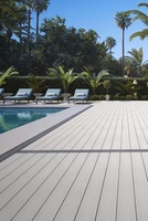 Planches de terrasse carrées en WPC brossé avec installation par clips, surface imperméable à l'eau à effet bois pour extérieur