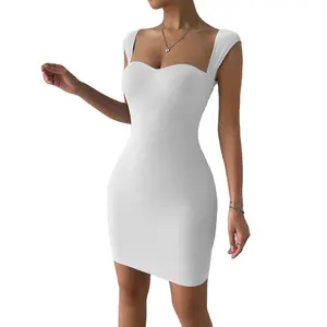 2023 Nova Moda Verão Casual Elegante Vestidos Personalizados Mulheres Vestido Curto Branco