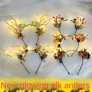 Diadema Navideña con Astas <span class=keywords><strong>de</strong></span> Reno Luminosas, Diadema con Orejas <span class=keywords><strong>de</strong></span> Gato y Bayas Brillantes - Product Image 1