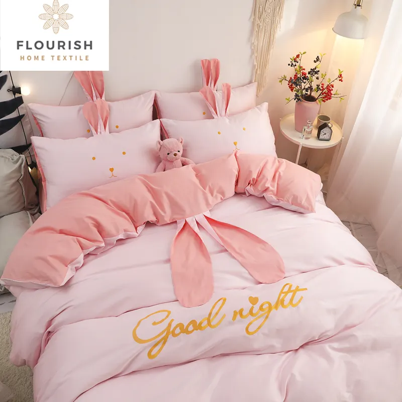 Flourish High Quality Skin Friendly Ropa De Cama Sprei Bedroom Pure Cotton Queen King Kids Bedding Satin Comforter Sets Luxury