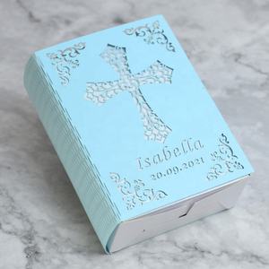 <span class=keywords><strong>Livre</strong></span> Design Personnalisé Croix Découpé Au Laser Baptême Première Communion Souvenirs Boîte Texte Juif Mariage Ramadan Faveur Boîte Portable - Product Image 3