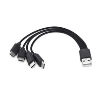 Câble répartiteur USB 4 en 1 noir, type A vers type C, 20 cm, PVC, cordon de charge multi-ports pour appareils électroniques, imprimante
