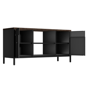 Thép hiện đại kim loại TV đứng với gỗ Top và lưu trữ tủ Đen đồ nội thất phòng khách - Product Image 5