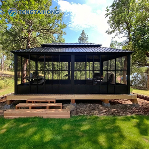 Pabellón de Jardín para Exteriores con Estructura de Aluminio Resistente a la Intemperie, 12*14 pies, Techo Rígido, Resistente a la Nieve, Techo Ventilado, Solárium - Product Image 2