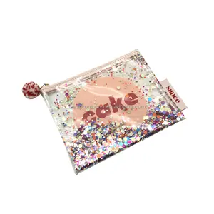 Hot Sale Promotion Cute Bunte Konfetti Gefüllte Pailletten Transparente PVC Glitter Kosmetische Make-up-Tasche