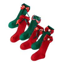 Chaussettes d'hiver pour filles avec nœud, en coton, confortables, douces, respirantes, décontractées, pour bébés et enfants, de haute qualité