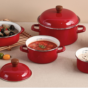 Bộ nồi sứ tráng men đỏ 5 chiếc năm 2022 - Product Image 1