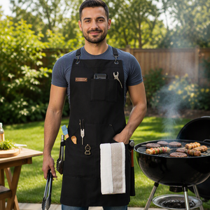 OEM Special <b>BBQ</b> Barista <b>Apron</b> Adjustable Strap Multi Utility Pockets Heavy Duty Waterproof Reusable Canvas Kitchen Chef <b>Apron</b> - Product Image 1