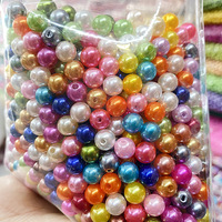 Perles en plastique ABS blanches nacrées, colorées et assorties, de 4, 5, 6, 8, 10 mm, en vrac (500g/sac), avec trou, pour la confection de robes, sacs, bijoux et colliers