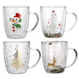 Cristalería Navideña Tazas de Té de Vidrio Divertidas Taza de Viaje para Café Vaso Lindo de Papá Noel Muñeco de Nieve Pingüino Regalo Creativo de Reno - Product Image 1