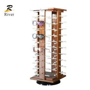 River New table wood Stand Glasses Display Rack Rotated Sunglasses Holder square and lock Floor Glasses Display Stand