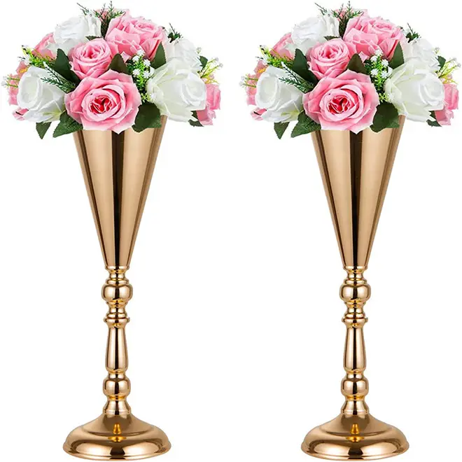 결혼 기념일 파티 생일 이벤트를위한 HOT 꽃 트럼펫 꽃병 탁상 웨딩 테이블 장식 중앙 조각
