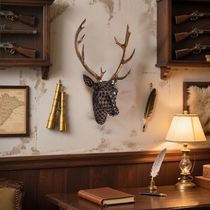 Tranh khảm hình đầu hươu phong cách châu Âu, đồ trang trí tường bằng nhựa <span class=keywords><strong>resin</strong></span>, tượng động vật trang nhã, dùng làm quà lưu niệm hoặc quà tặng cho nhà/văn phòng, vật phẩm tôn giáo. - Product Image 4