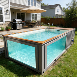 Outdoor Luxury Above Ground Fiberglass Portable Swimming Pool with Mosaic Ceramic Tile Design container pool - Product Image 3