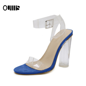 Sandales transparentes populaires à talons hauts à sangle unique talons épais en gelée femmes sandales pour femmes confortables à la mode - Product Image 3