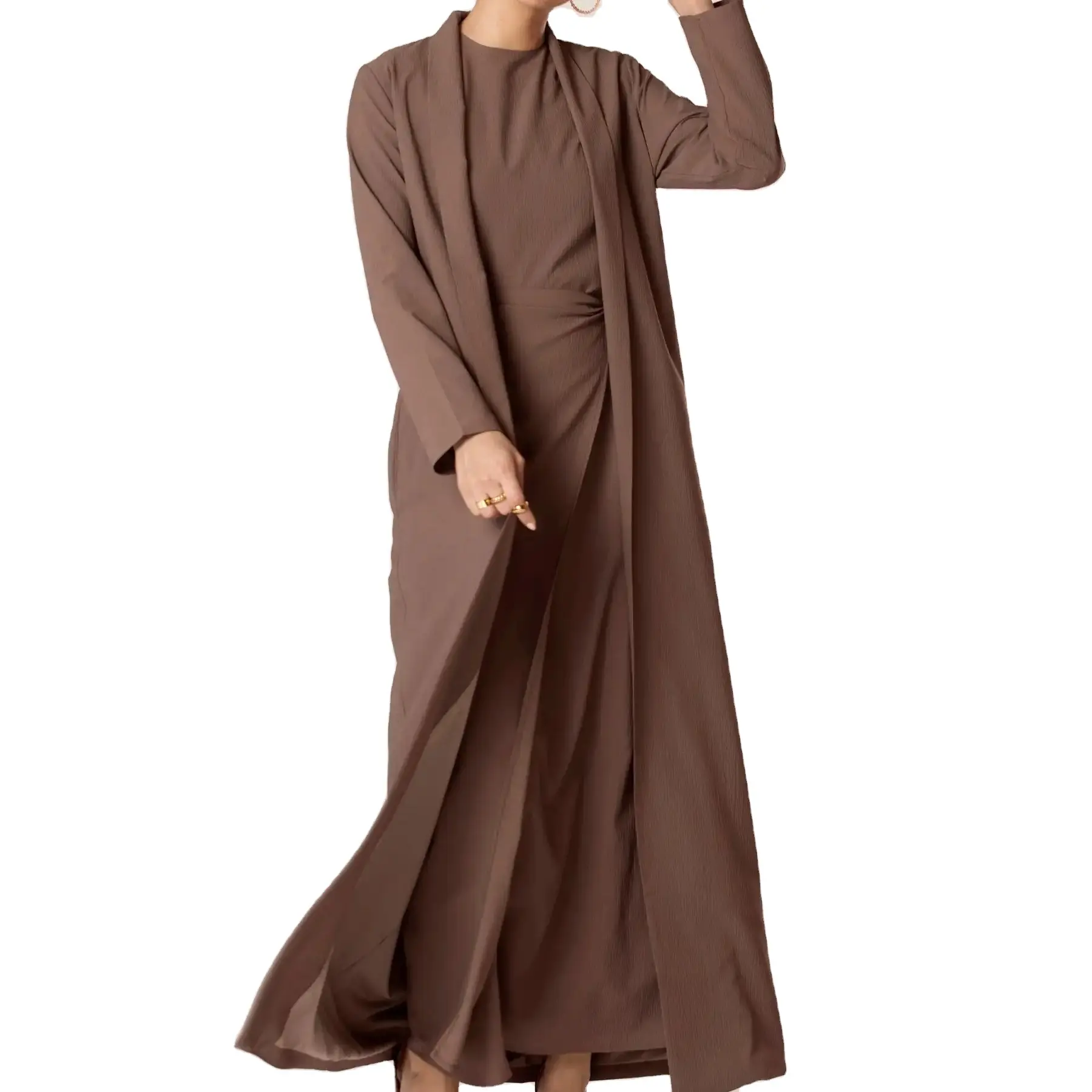 Tùy chỉnh dài Burgundy Royal Blue Rayon satin abaya hồi giáo ăn mặc cho phụ nữ cộng với kích thước dân tộc phong cách quần áo cho người lớn bán buôn