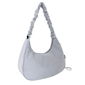 Gray Simple Fashion Single <b>Strap</b> <b>Shoulder</b> Bag Zipper Closure 7 Inch Lightweight Recycled Fabric Polyester SENDA Brand Daily Use - Product Image 2