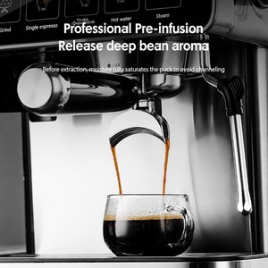 Espresso <b>Machine</b> 1150W Stainless Steel Semi-Automatic 20 Bars Pressure with Color <b>Touch</b> <b>Screen</b> 11-Cup Capacity for Home Use - Product Image 3
