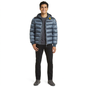 2026 Trend FINER THREADS Shiny Canvas Puffer Jacket Men Black <b>Bubble</b> <b>Coat</b> Front Logo Stand Collar Breathable Quick Dry Casual - Product Image 1