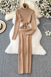 <span class=keywords><strong>Robe</strong></span> pull tricotée pour femme automne et hiver jupe à col haut en <span class=keywords><strong>dessous</strong></span> - Product Image 4