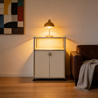 Table de chevet modulaire convertible personnalisable en bois massif moderne avec plateau en marbre et 2 tiroirs - Meubles pour chambre à coucher et salon, taille personnalisée