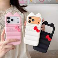 Coque de téléphone antichoc en silicone avec oreilles de nœud papillon, design uni et couleur peinte, pour iPhone 17 16 15 14 13 PRO MAX