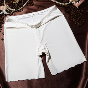 Short de sécurité femme taille haute pour l'été sans couture mince glace soie grande taille pantalon Anti-exposition motif solide tricoté tissage - Product Image 4
