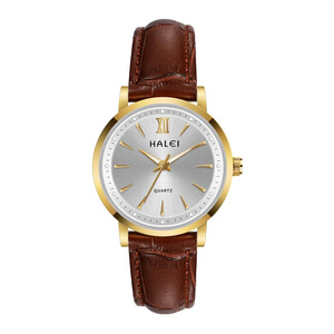Montre pour femme HALEI neuve, originale, à quartz, bracelet en cuir, étanche 3 ATM, chiffres romains, mouvement japonais, vente en gros. - Product Image 4
