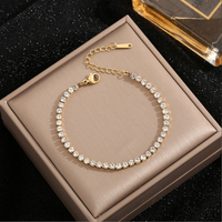 Nouveau bracelet en acier inoxydable de style européen et américain, serti de diamants, style minimaliste, bijoux entièrement sertis de zircon