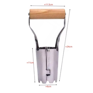 Outil de transplantation de graines en acier inoxydable avec manche en bois pour mini-potager de fraises et légumes - Product Image 2