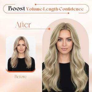 Extensions de cheveux naturels Remy Sunny à clipser, 20 pouces, 120g, <span class=keywords><strong>blond</strong></span> <span class=keywords><strong>doré</strong></span> foncé avec mèches <span class=keywords><strong>blond</strong></span> <span class=keywords><strong>clair</strong></span> pour femmes - Product Image 5